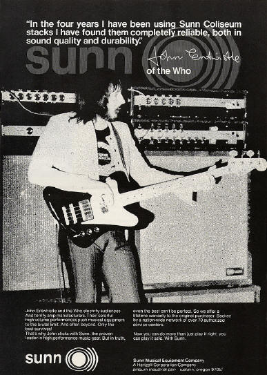 John Entwistle - Sunn Musical Equipment Company - 1974 USA