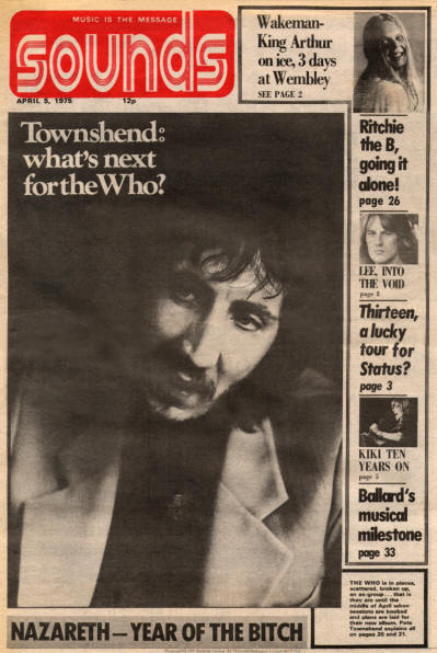 Pete Townshend - UK - Sounds - April 5, 1975