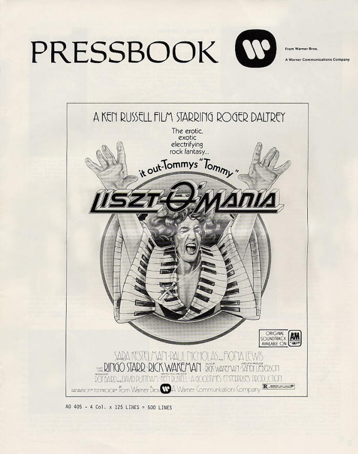 Roger Daltrey - Lisztomania - 1975 USA Press Kit
