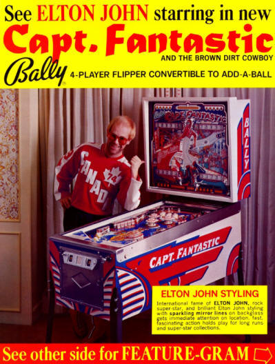 Elton John - Captain Fantastic (Tommy Pinball Machine) - 1976 USA