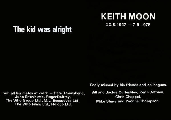Keith Moon - The Kid Was Alright - 1978 UK