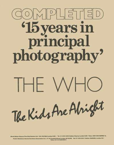 The Who - The Kids Are Alright - 1978 USA Ad