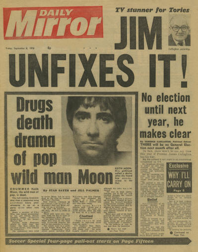 Keith Moon - UK - Daily Mirror - September 8, 1978