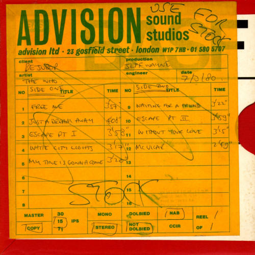 The Who / Roger Daltrey - McVicar - 1980 Master Tapes