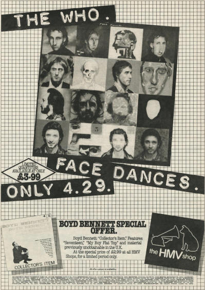 The Who - Face Dances - 1981 UK HMV Ad