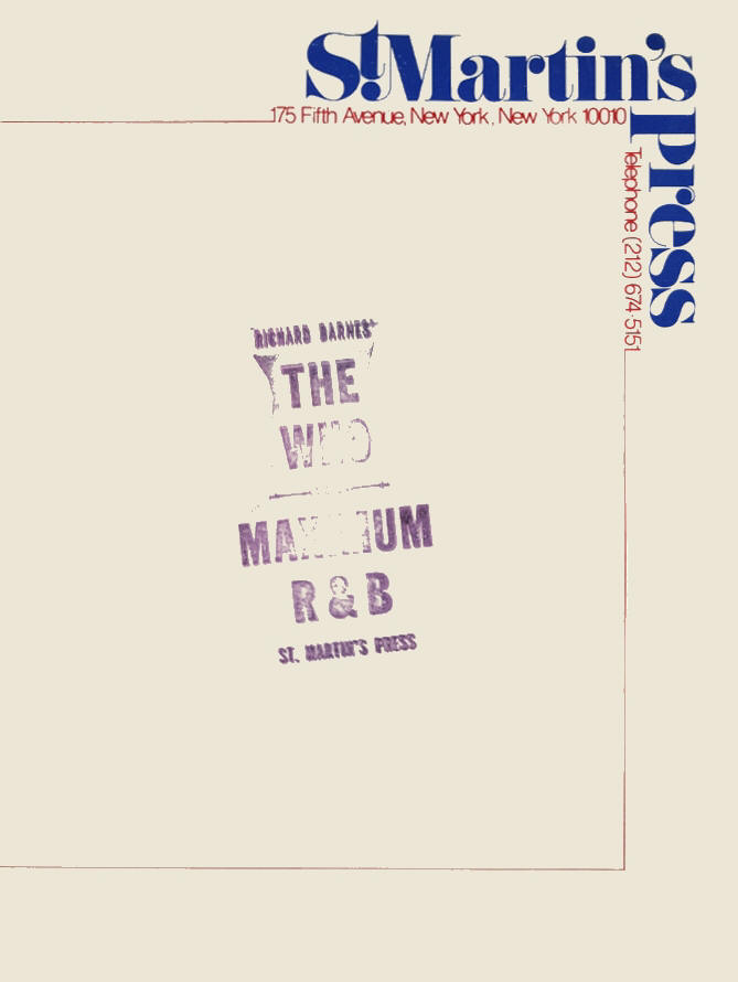 The Who - Maximum R&B - 1982 USA Press Kit