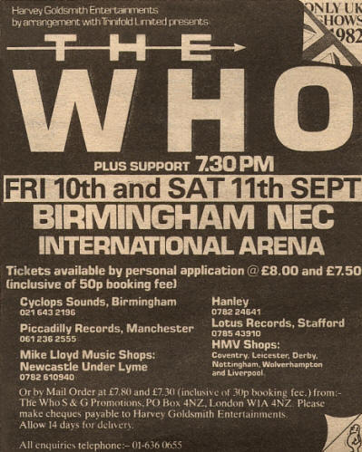 The Who - Birmingham - September 10 & 11 - UK