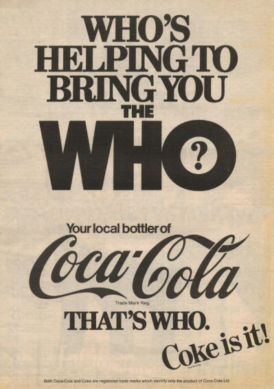 The Who - Coca Cola - Canada, 1982