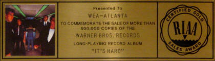 The Who - It's Hard - 1982 USA RIAA GOLD LP (Plaque Closeup)