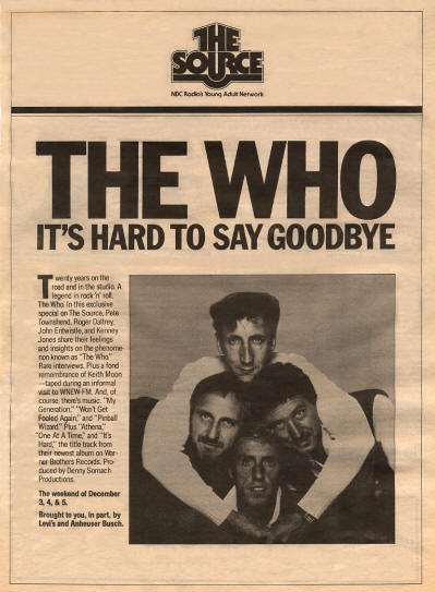 The Who - It's Hard To Say Goodbye - 1982 USA
