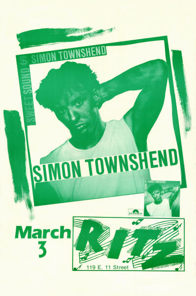 Simon Townshend - The Ritz - March 3, 1983 USA (Venue Promo)