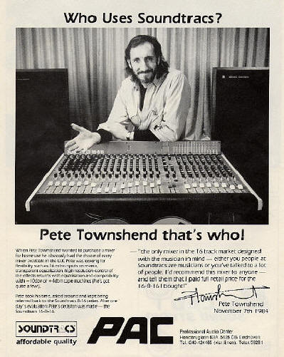 Pete Townshend - Soundtracs - 1984 Holland