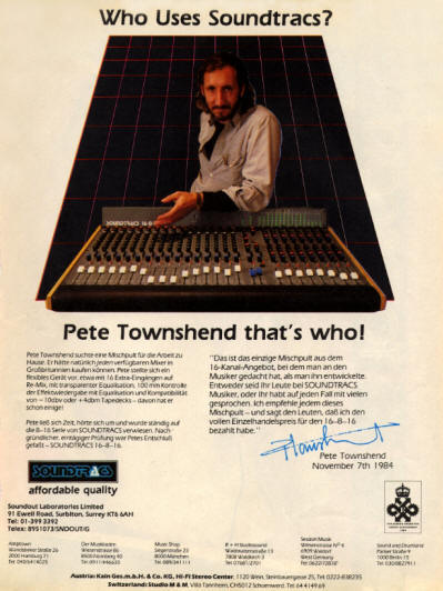 Pete Townshend - Soundtracs - 1984 Germany