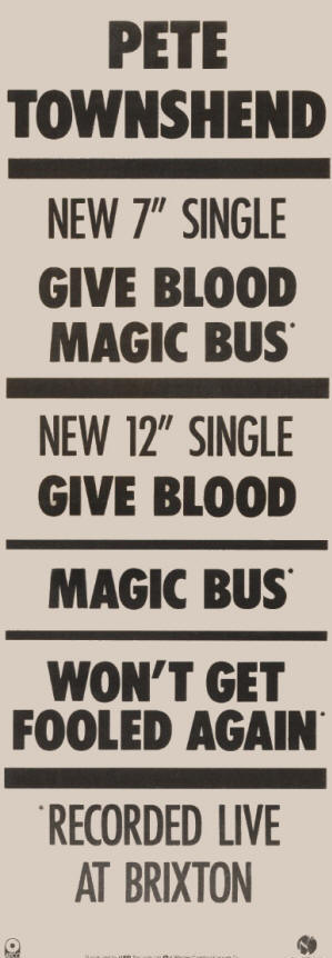 Pete Townshend - Give Blood - 1985 UK