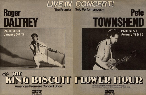 Roger Daltrey & Pete Townshend - King Biscuit Flower Hour - 1986 USA