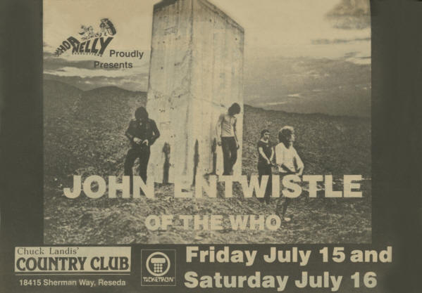 John Entwistle - The Country Club - Reseda, CA - July 15 & 16, 1988 USA