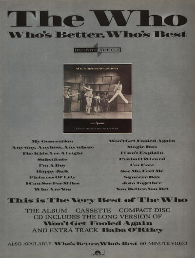 The Who - Who's Better, Who's Best - 1988 UK