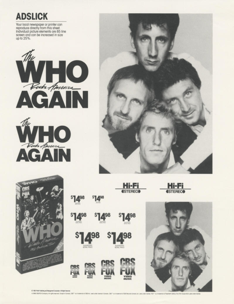 The Who Rocks America Again - 1989 USA Press Kit