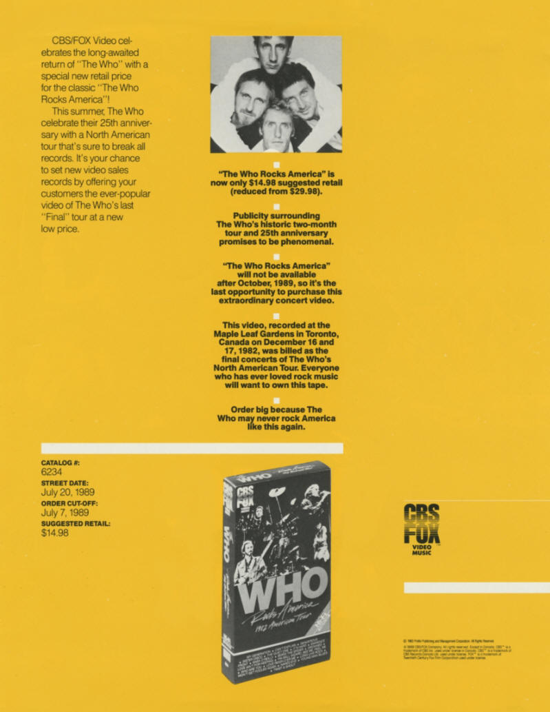 The Who Rocks America Again - 1989 USA Press Kit