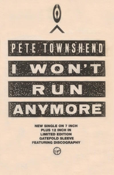 Pete Townshend - I Won't Run Anymore - 1989 UK