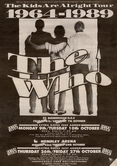 The Who - The Kids Are Alright Tour - 1989 UK