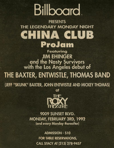 John Entwistle - China Club - February 3, 1992 USA