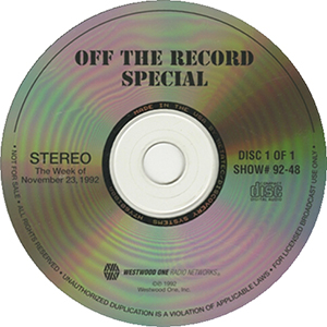 Roger Daltrey - Off The Record - November 23, 1992 Radio Show