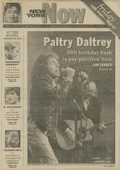 Roger Daltrey - USA - Daily News / New York Now - February 25, 1994 Magazine