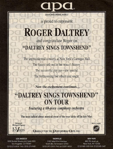 Roger Daltrey - Daltrey Sings Townshend - 1994 USA