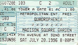 The Who - July 20, 1996 - Madison Square Garden - New York - Ticket Stub