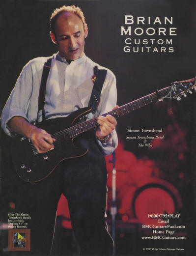 Simon Townshend - Brian Moore Custom Guitars - 1998 USA Ad