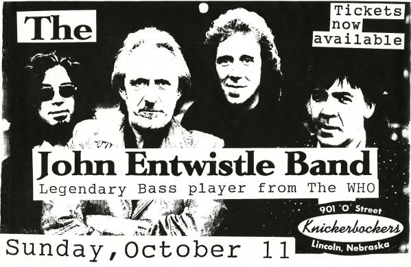 John Entwistle - Knickerbockers - Lincoln, Nebraska - October 11, 1998 (Promo)