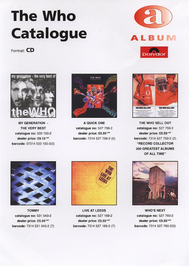 The Who - The Who Catalogue - 1998 UK Press Kit
