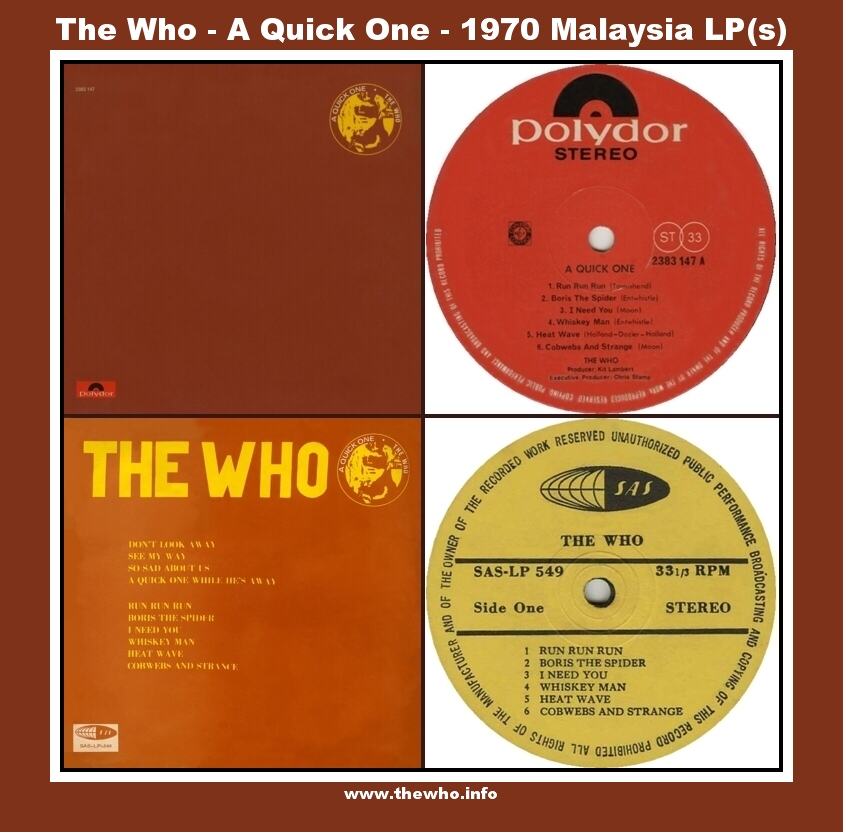 The Who - A Quick One - 1970 Malaysia LP(s)