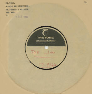 The Who - Call Me Lightning / Dr. Jekyll & Mr. Hyde - South Africa 45 Acetate