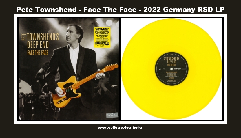 Pete Townshend - Face The Face - 2022 Germany Record Store Day (RSD) LP