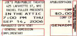 Ticket - In The Attic - 09/14/06