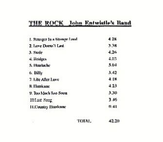 John Entwistle - The Rock - Original Track Listing