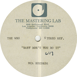 The Who - Join Together With The Band /Baby Don't You Do It -  USA - 10" 45 - The Mastering Lab/MCA - B