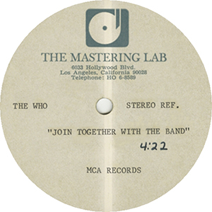 The Who - Join Together With The Band /Baby Don't You Do It -  USA - 10" 45 - The Mastering Lab/MCA 