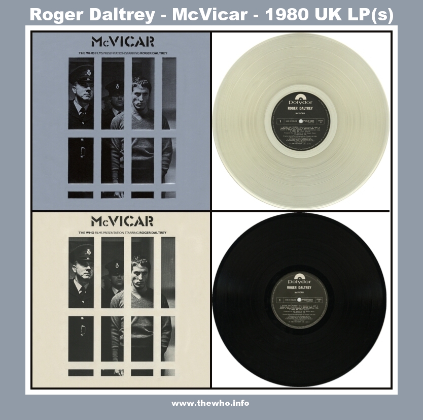 Roger Daltrey - McVicar - 1980 UK LP(clear vinyl, black vinyl)