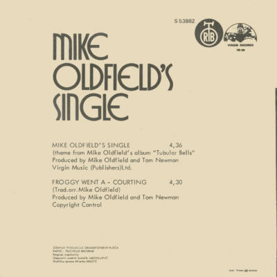 Mike Oldfield - Mike Oldfield's Single / Froggy Went A-Courting - 1974 Yugoslavia 45 - B