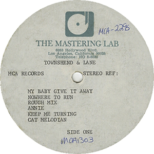 Pete Townshend - Rough Mix - 1977 USA LP (Acetate)