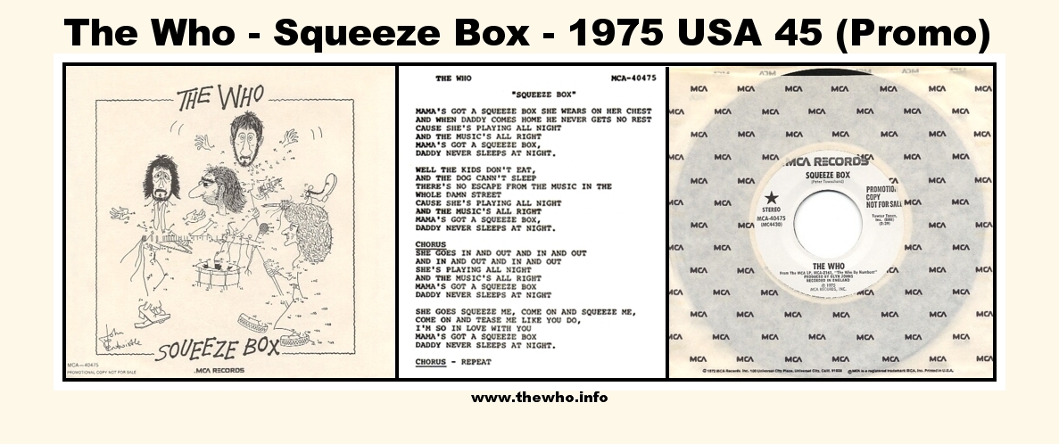 The Who - Squeeze Box - 1975 USA 45 (Promo)