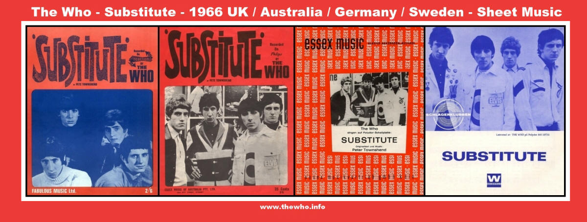 The Who - Substitute - 1966 Sheet Music