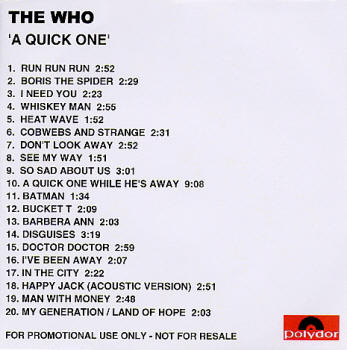 The Who - A Quick One - 2003 UK CD (Promo)