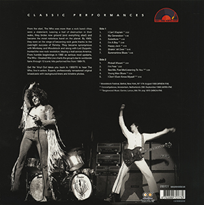 The Who - Greatest Hits Live - LP - 08-17-69 (Back Cover)