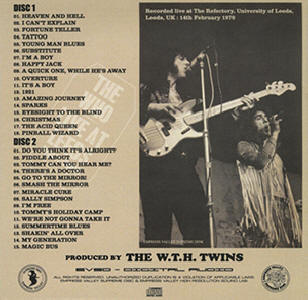 The Who - Live At Leeds Multitrack - 2024 Japan CD - 02-14-70 (Back Cover)