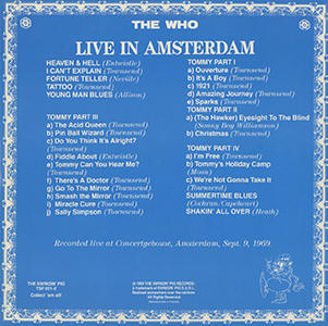 The Who - Live In Amsterdam - 09-29-69 - LP - Back Cover