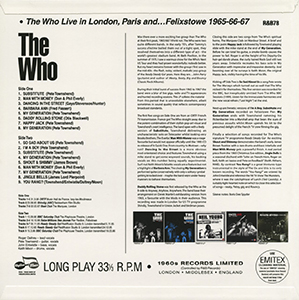 The Who Live In London, Paris and... Felixstowe 1965-66-67 (Back Cover)